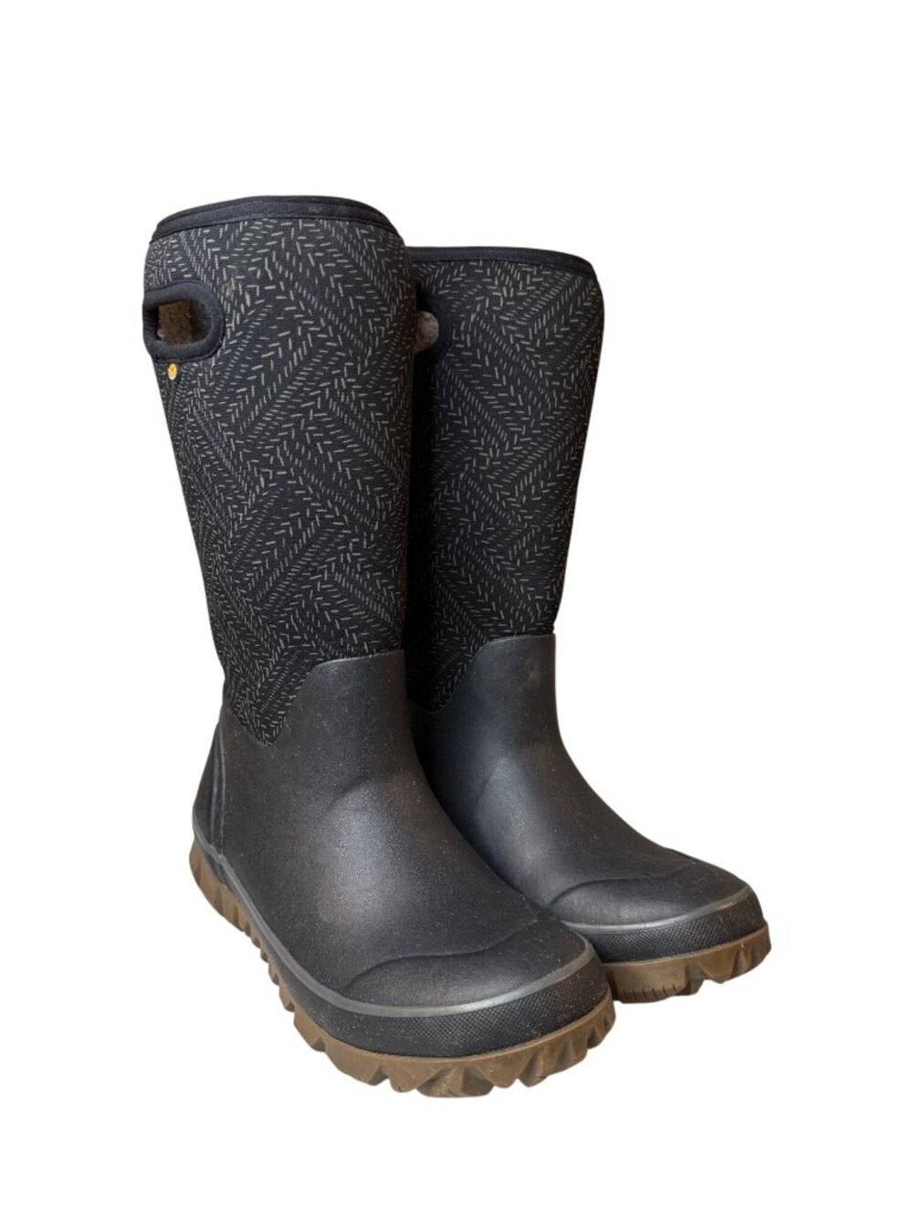 Bogs Whiteout Fleck Winter Boots Womens Size 8 Black Insulated Waterproof Rubber